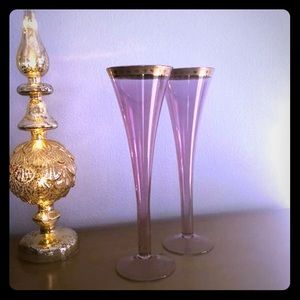 Nieman Marcus Champagne Flutes Glasses Pair Two